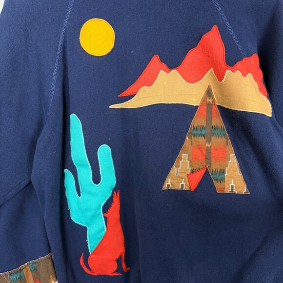 VTG Hanes Size XL Desert Theme Embroidered Sweater Aztec Style Statement Cuffs - Picture 3 of 7